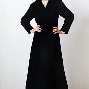 Charlotte Russe Black velvet overcoat to wear over your gown on chilly nights.